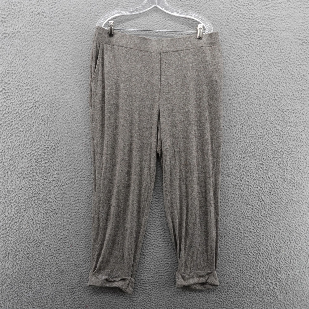 J Jill Wearever Collection Petite Knit Pants Large Gray Stretch Cropped Pull On